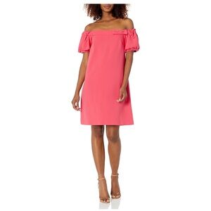 NWT Calvin Klein Women's Off the Shoulder Bow Dress Watermelon Pink Size 10